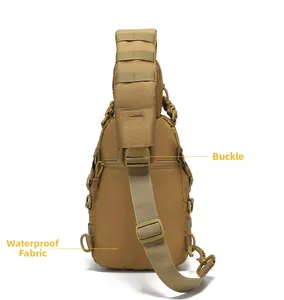 Tactical chest bag detail showing waterproof fabric and durable buckle closure