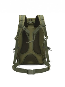 Tactical army green backpack with breathable honeycomb mesh back padding and chest straps