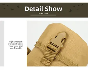Detail of durable quick-release buckle on tactical nylon outdoor water bottle bag