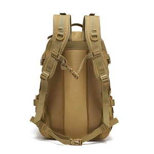 Tactical outdoor backpack with khaki honeycomb breathable mesh padding and durable straps