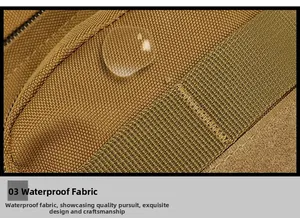 Detailed macro view of waterproof high-density nylon fabric with water droplets on tactical bag