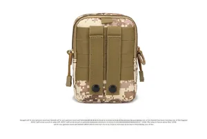 Detailed back view showing the MOLLE system and snap straps on the camo tactical waist bag