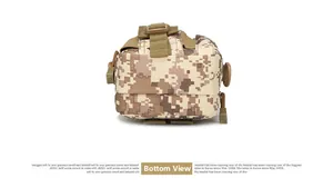 Tactical camouflage waist bag bottom view showing reinforced nylon webbing and buckle