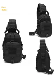 Tactical chest bag detail showing MOLLE system, velcro panel and paracord handle