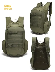 Army green tactical backpack detail with MOLLE system and breathable mesh back padding