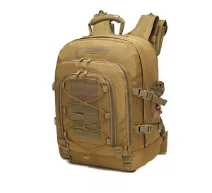 Tactical camouflage backpack side view showing Molle webbing and adjustable straps