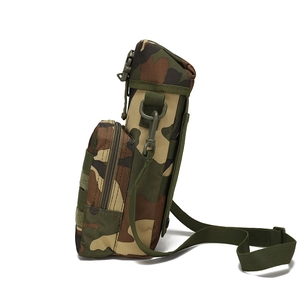 Outdoor tactical water bottle bag in woodland camo for camping and cycling adventures
