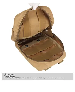 Detailed interior of tactical medical pouch with elastic straps and snap fasteners