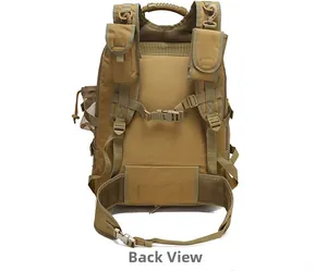 Tactical coyote brown backpack back view with breathable mesh and padded straps