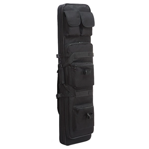 Tactical 120cm black fishing gear bag with multiple storage pockets and straps