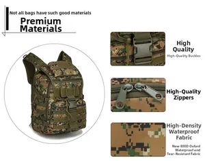 Macro details of 800D waterproof oxford fabric and durable buckles on tactical backpack