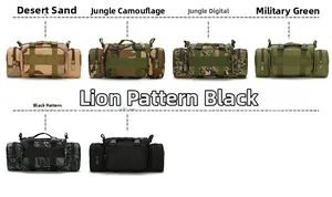 Tactical waist pack set showing sand camo, jungle camo, green, and black color options