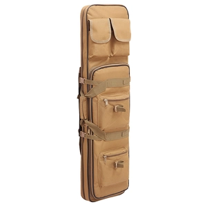 Tactical 120cm rifle bag in khaki with multi-pocket storage for outdoor fishing and hunting