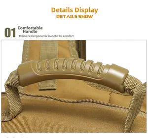 Tactical backpack reinforced ergonomic top handle in coyote brown with anti-slip grip design