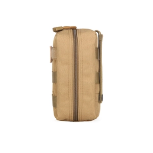 Tactical MOLLE medical pouch in khaki nylon for outdoor hiking and camping first aid kits