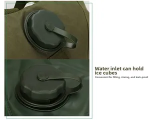 Détail du réservoir d'eau tactique vert militaire avec bouchon à vis large anti-fuite