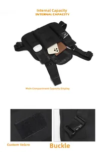 Tactical chest bag detail showing multiple compartments for phone and accessories