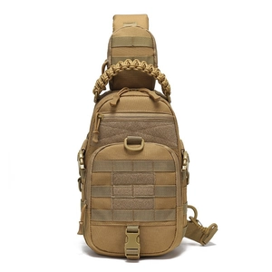 Waterproof tactical chest bag in khaki oxford cloth with MOLLE system for outdoor sports