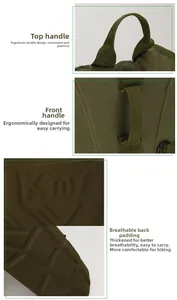 Détails du sac à dos tactique vert armée avec poignée et rembourrage dorsal respirant