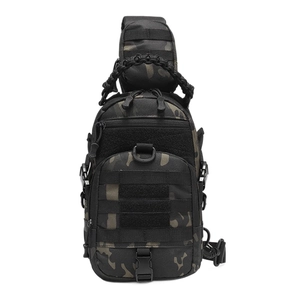 Tactical camouflage oxford sling bag with MOLLE system and paracord handle for outdoors