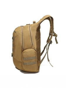 Tactical outdoor backpack in khaki with Molle system and breathable mesh padding