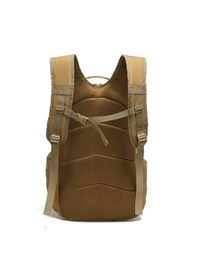 Khaki outdoor tactical backpack with ergonomic breathable honeycomb mesh back padding
