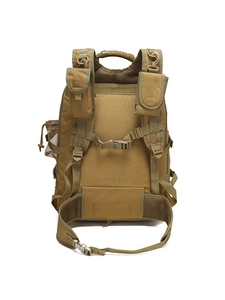 Tactical outdoor backpack with breathable shoulder straps and padded waist belt