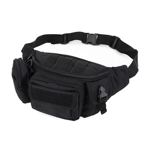 Marsupio tattico nero in nylon con sistema MOLLE e cintura regolabile per sport outdoor