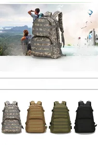 Detail view of large waterproof tactical backpack with MOLLE system and detachable waist belt