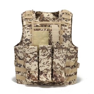 Tactical vest with desert digital camo pattern and Molle system for outdoor training