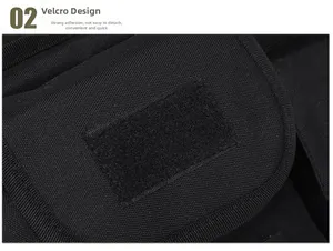 Close-up of high-quality velcro closure on black durable nylon outdoor chest bag