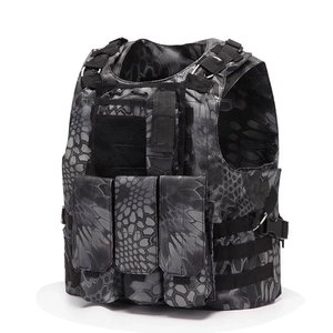 Tactical vest in dark python camouflage with MOLLE system and magazine pouches