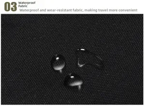 Detail of water-resistant black fabric with water droplets on the durable surface