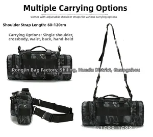 Tactical digital camo waist bag detail with adjustable strap and multi-pocket design