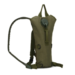 Army green 3L tactical hydration backpack with water bladder and drinking tube system