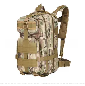 Detailed side view of 3P tactical backpack in CP Camouflage with MOLLE system and mesh padding