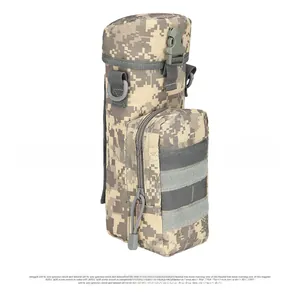 Detailed view of the tactical ACU camouflage water bottle pouch with MOLLE webbing system