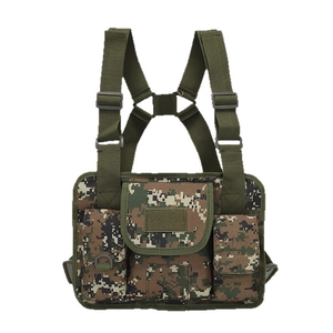 Tactical chest rig bag in digital jungle camouflage with adjustable nylon straps