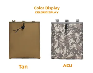 Tactical folding dump pouch in Tan and ACU camo with MOLLE system and drawstring closure
