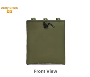 Detail of army green tactical utility pouch with durable nylon texture and drawstring