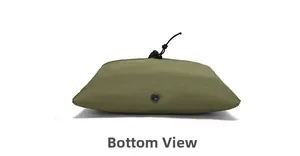 Detail view of military green tactical pouch bottom with metal eyelet and drawstring closure