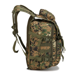 Waterproof tactical backpack with digital camo pattern and MOLLE system for hiking