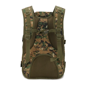 Tactical camouflage backpack with breathable mesh shoulder straps and ergonomic back padding