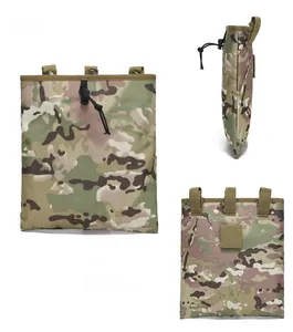 Tactical dump pouch detail with camouflage pattern showing Molle webbing and drawstring