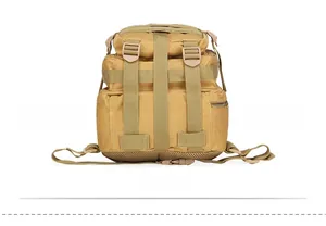 Detailed bottom view of a khaki tactical waist pack with heavy-duty mesh and MOLLE webbing