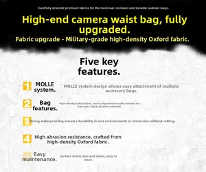 Tactical waist bag detail showing military grade waterproof high density Oxford fabric
