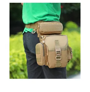 Taktische Oberschenkel-Tasche aus khakifarbenem Oxford-Stoff mit Gurten