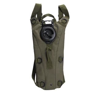 Military green 2.5L tactical hydration bladder with large opening for outdoor hiking and cycling