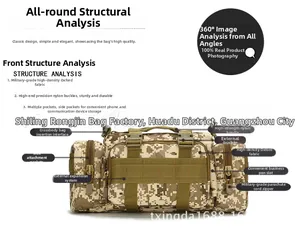 Macro view of tactical waist bag showing high-density oxford fabric and nylon buckle