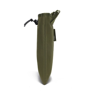 Army green tactical dump pouch in durable nylon with drawstring closure for hiking
